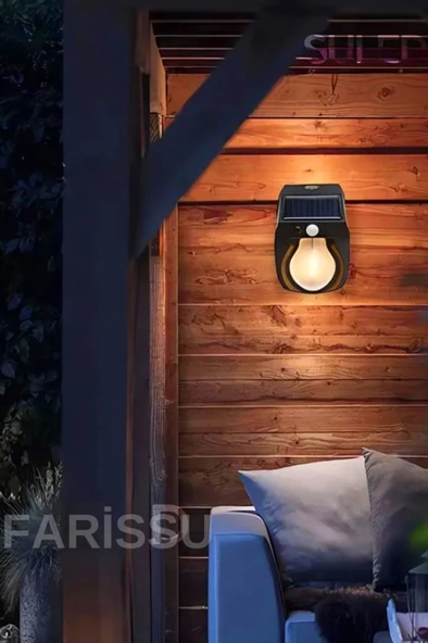 Güneş Enerjili Dekor Balkon Bahçe Aydınlatması Ampul Şeklinde Şık Led Loş Işık - 2