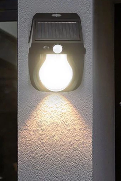 Güneş Enerjili Dekor Balkon Bahçe Aydınlatması Ampul Şeklinde Şık Led Loş Işık - 6