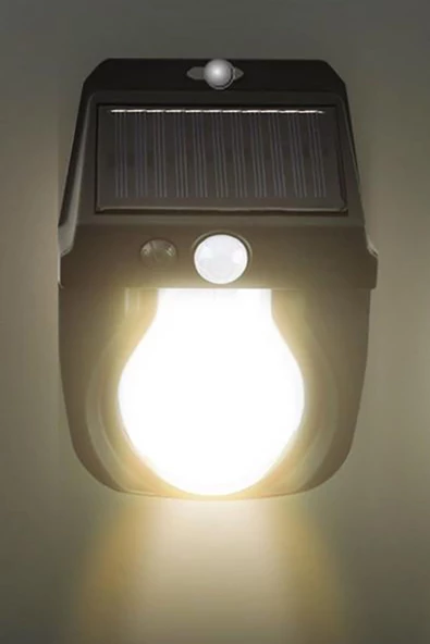 Güneş Enerjili Dekor Balkon Bahçe Aydınlatması Ampul Şeklinde Şık Led Loş Işık - 4