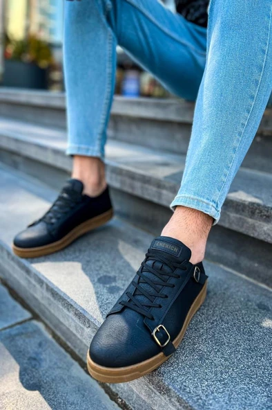 CH191 CKT Side Buckle Erkek Ayakkabı SIYAH - Resim 6