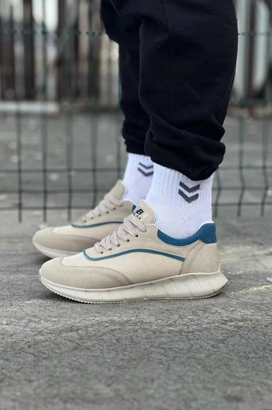 WG062 Bej Triko Erkek Spor Ayakkabı - Resim 3