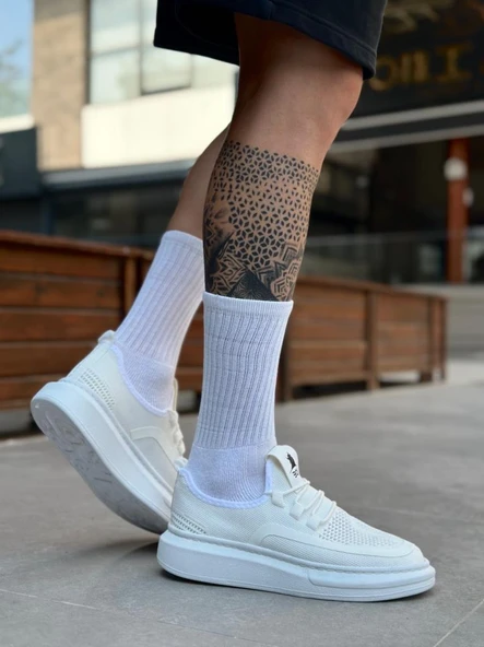 BA0375 Özel Örme Triko Tarz Beyaz Taban Spor Ayakkabı - Resim 2