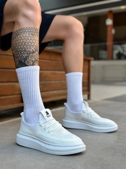 BA0375 Özel Örme Triko Tarz Beyaz Taban Spor Ayakkabı ürün görseli