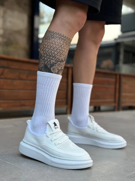 BA0375 Özel Örme Triko Tarz Beyaz Taban Spor Ayakkabı - Resim 3