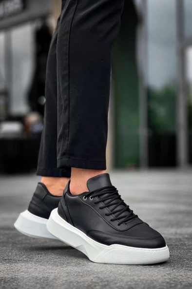 BA0354 Günlük  Bağcıklı Erkek Yüksek Taban Siyah Spor Ayakkabı ürün görseli