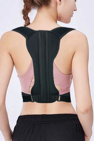 Unisex Siyah Balenli Medikal Korse Ortopedik Kamburluk Önleyici Sırt Dik Duruş Korsesi - 4