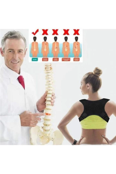 Unisex Siyah Kelebek Dik Durus Korsesi Kamburlu Önleyici - Resim 2