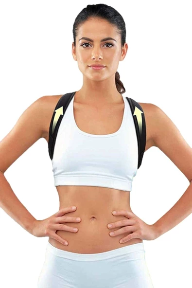 Siyah Deri Desenli Korse Ortopedik Dik Duruş Korsesi Dik Tutma Aparatı - Resim 6