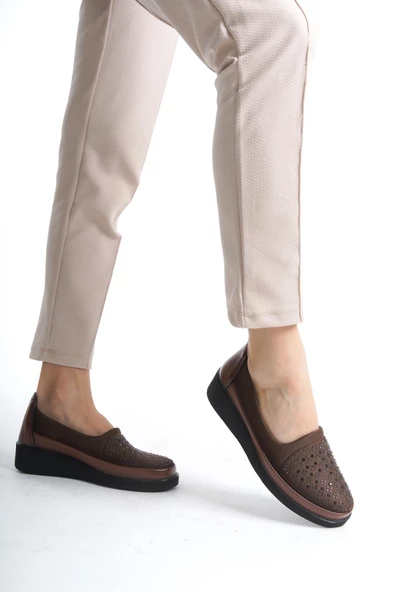 Artı-Artı001-1918 Ortopedik Topuk Dikeni Detaylı Kadın Bağsız Taba Ayakkabı - 3