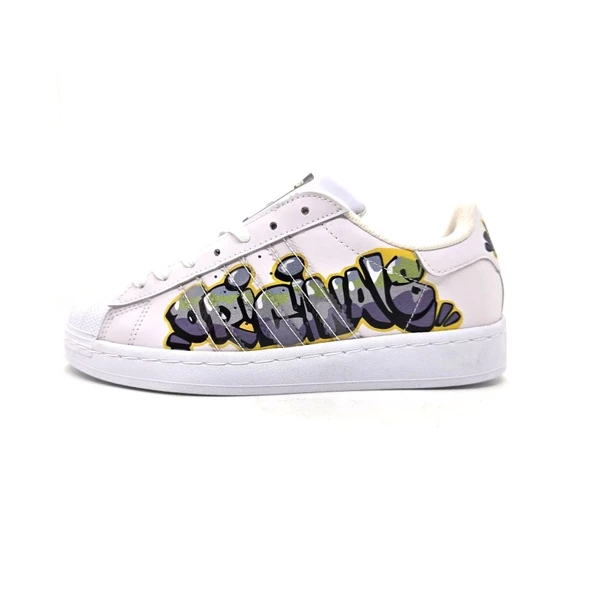 Adidas Super Star Grafiti Baskılı Özel Seri Kadın Spor Ayakkabı - 1