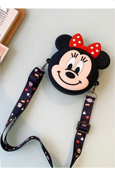 Minnie Mouse Kız Çocuk Silikon Çanta Cüzdan.