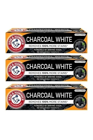 Arm & Hammer Charcoal White Beyazlatıcı Florürlü Diş Macunu 75 ml 3 Adet