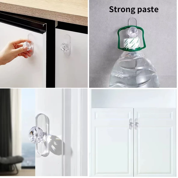 Yate10 4 Adet Elmas Plastik Yapışkanlı Çekmece Dolap Kulbu - 5