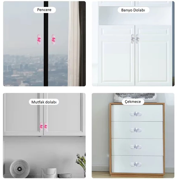 Yate10 4 Adet Elmas Plastik Yapışkanlı Çekmece Dolap Kulbu - 4