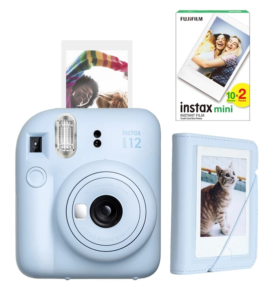 Fujifilm Instax Mini 12 Mavi Fotoğraf Makinesi 20'li Film ve Mini Albüm Seti