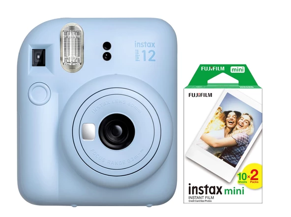 Fujifilm Instax Mini 12 Mavi Fotoğraf Makinesi ve 20'li Mini Film