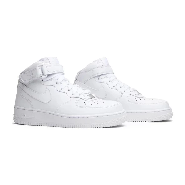 Nike Air Force 1 Mid 07 Leather Triple White - Resim 2