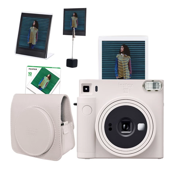 Fujifilm Instax SQ1 Beyaz Fotoğraf Makinesi 10'lu Kare Film