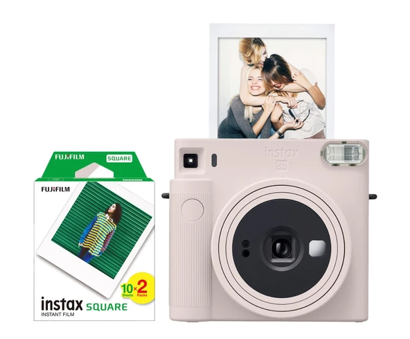 Fujifilm Instax SQ1 Beyaz Fotoğraf Makinesi ve 20'li Kare Film - 1