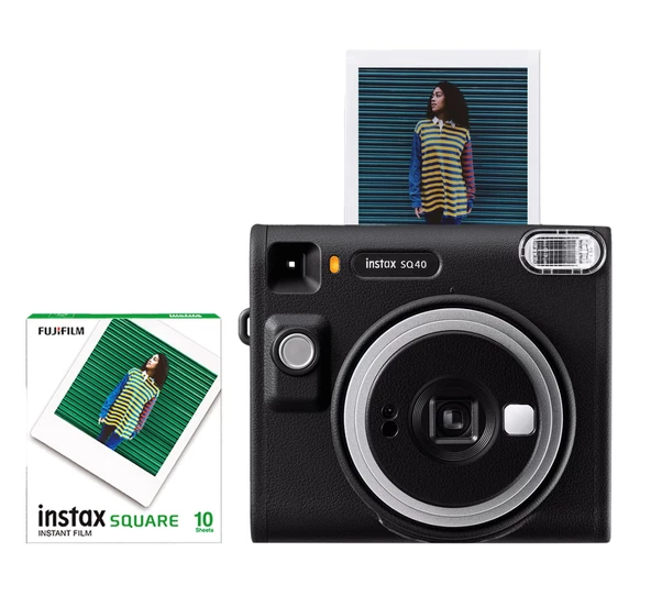 Fujifilm Instax SQ40 Siyah Fotoğraf Makinesi ve 10'lu Kare Film Set