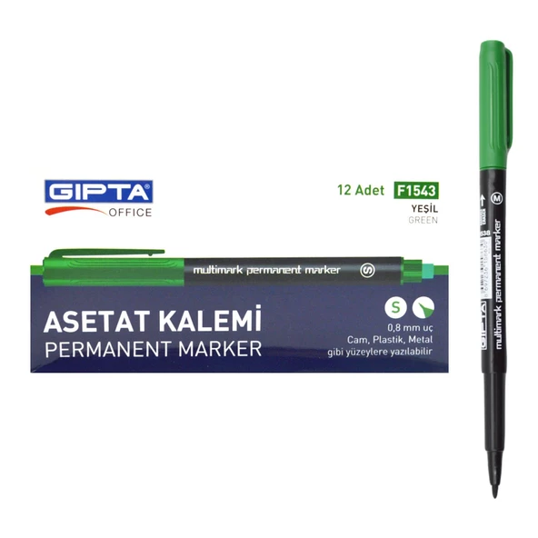 Gıpta Permanent Asetat Kalemi Silgili M Uç Yeşil 12 Adet F1538