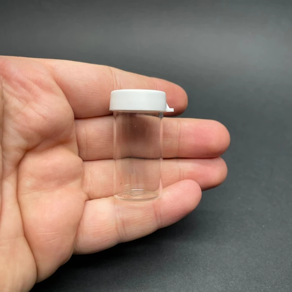 8Ml Cam Deney Tüpü  (4 Cm) , Plastik Kapaklı Cam Deney Tüpü x 10 Adet ürün görseli