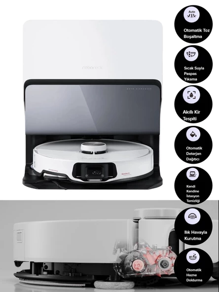 Roborock 10.000 PA Ultra Çekim gücü Otomatik Yıkama, Kurutma ve Paspas Temizlemeli Robot Süpürge - 10