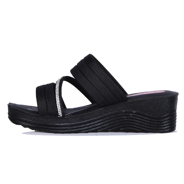Apella 426-7 Zilan Siyah Kadın 7Cm Topuklu Terlik - 2
