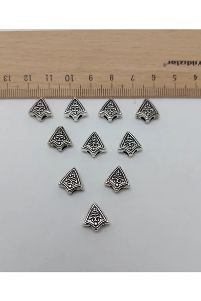 Epoksi Doğaltaş Tesbih Püskül Seti .10 Adet Tesbih Yapımı Metal Imame Üçgen Boncuk Arası Düğümlük - 4