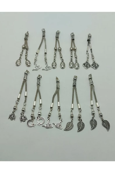 Epoksi Doğaltaş Tesbih Püskül Seti .10 Adet Tesbih Yapımı Metal Imame Üçgen Boncuk Arası Düğümlük - 3