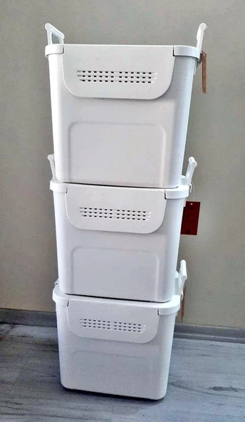 Geseus Motek  Mybox 3x30 Litre Kulplu Çok Amaçlı Organizer Saklama Kutusu-MT-35 - 4