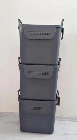 Geseus Motek  Mybox 3x30 Litre Kulplu Çok Amaçlı Organizer Saklama Kutusu-MT-35 - 8