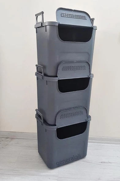 Geseus Motek  Mybox 3x30 Litre Kulplu Çok Amaçlı Organizer Saklama Kutusu-MT-35 - 10