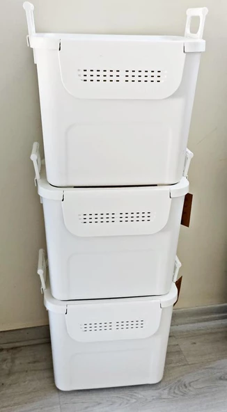 Geseus Motek  Mybox 3x30 Litre Kulplu Çok Amaçlı Organizer Saklama Kutusu-MT-35 - 11