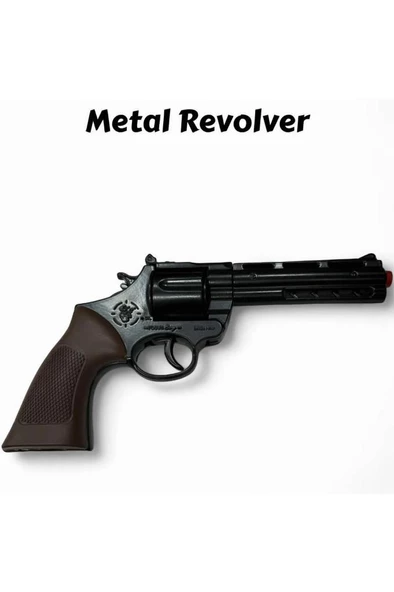 Metal Kapsül Mantar Mermili 25 Cm Revolver - Mantar Kapsüllü Sekiz Patlar Mantar Tabancası (MANTAR DAHİL DEĞİLDİR.) - 2