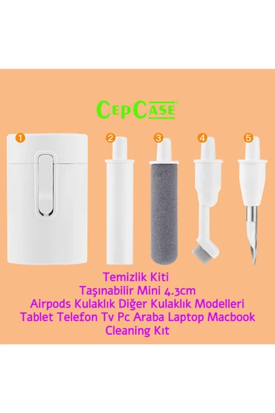 CEPCASE    Temizlik Kiti Kulaklık Tablet Telefon Tv Pc Araba Laptop Macbook Taşınabilir Mini 4.3cm  Uyumlu