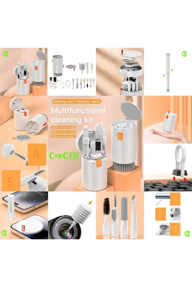 CEPCASE    Temizlik Kiti Cleaning Airpods Kulaklık Tablet Telefon Tv Pc Araba Laptop Macbook Klavye 20 İn 1 Kit - 5