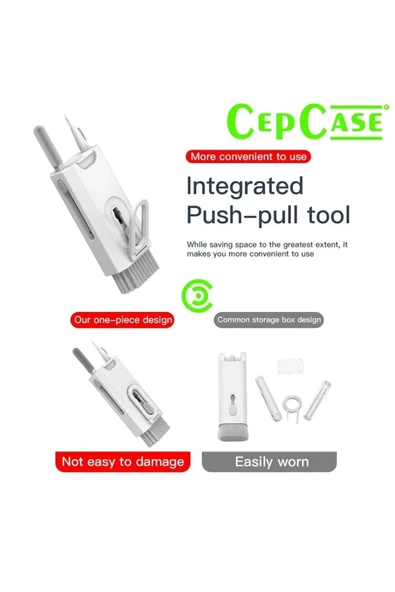 CEPCASE    Temizlik Kiti Cleaning Sıvı Püskürtmeli Fırçalı Kulaklık Elektronik Ürün Temizleme Aparatlı - 6