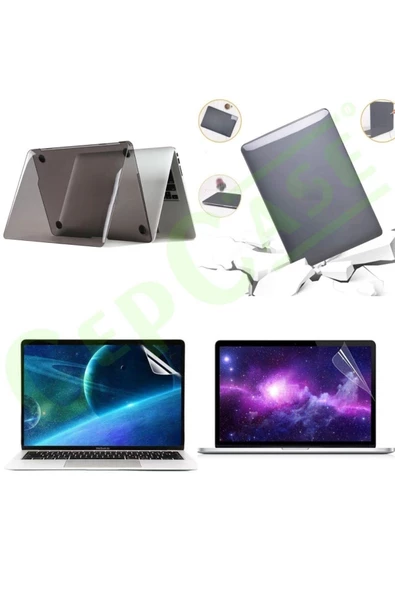 CEPCASE    13" Macbook Air A2337 M1 Uyumlu Şeffaf Kılıf Koruyucu + Ekran Filmi Cam Koruma