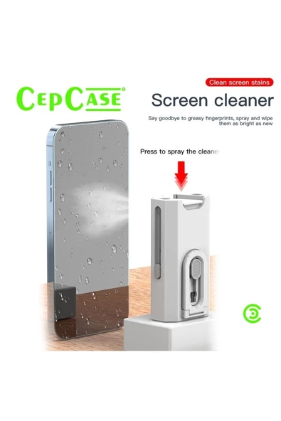 CEPCASE    Temizlik Kiti Cleaning Sıvı Püskürtmeli Fırçalı Kulaklık Elektronik Ürün Temizleme Aparatlı - 3