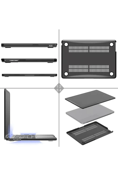 CEPCASE    Macbook Pro 14.2" 2023 M2 A2779 Kılıf Hava Kanallı 360 Derece Kristal Şeffaf Koruyucu Kapak - 4