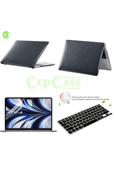 CEPCASE    Macbook Pro 14.2" 2023 M2 A2779 Kılıf Diamond Pırıltılı Kapak Ekran Koruma Klavye Koruma