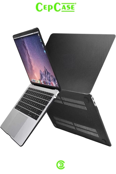 CEPCASE    Macbook Pro 14.2" 2023 M2 A2779 Kılıf Hava Kanallı Karbon Fiber Tasarım Koruyucu Kapak