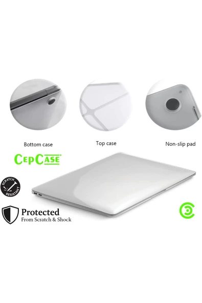 CEPCASE    Macbook Pro 14.2" 2023 M2 A2779  uyumlu Kılıf Kristal Şeffaf Koruyucu Kapak + Ekran Koruma Filmi - 7
