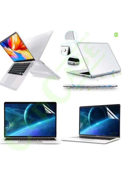 CEPCASE    Macbook Pro 16.2" 2023 M2 Pro/max Kılıf A2780 Kristal Şeffaf Koruyucu Kapak Ekran Koruma
