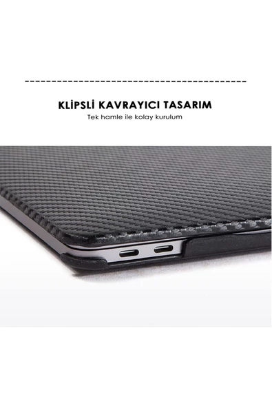 CEPCASE    Macbook Pro 14.2" 2023 M2 A2779 Kılıf Hava Kanallı Karbon Fiber Tasarım Koruyucu Kapak - 7