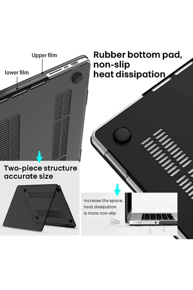 CEPCASE    Macbook Pro 14.2" 2023 M2 A2779 Kılıf Hava Kanallı 360 Derece Kristal Şeffaf Koruyucu Kapak - 3