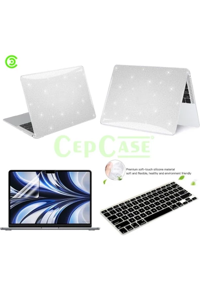 CEPCASE    Macbook Pro 14.2" 2023 M2 A2779 Kılıf Diamond Pırıltılı Kapak Ekran Koruma Klavye Koruma