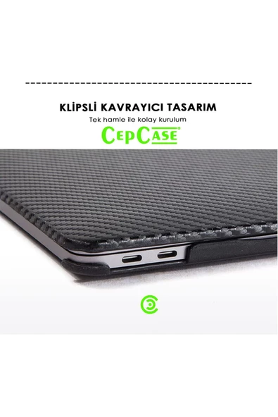 CEPCASE    Macbook Pro 13.3" 2021 M1 Kılıf A2338/a1706/a1708/a1989 Kılıf Karbon Fiber Tasarım Kapak - 7