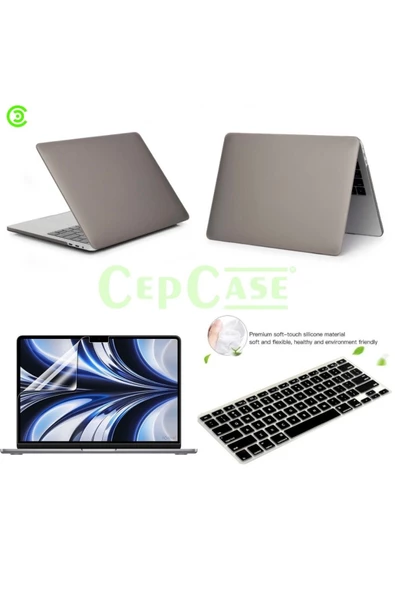 CEPCASE    Macbook Pro 16.2'' 2021 A2485 Kılıf Kristal Mat Şeffaf Kapak Ekran Koruma Klavye Koruma Set